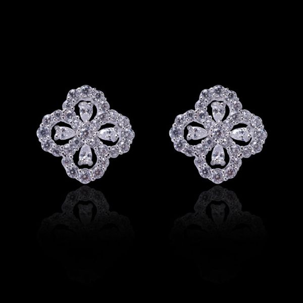 grade s925 silver needle flower zircon korean micro inlaid clover earrings accessories, Black
grade s925 silver needle flower zircon korean micro inlaid clover earrings accessories, Black