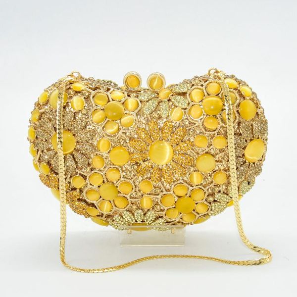 evening bags clutch bag heart shaped with diamond metal crystal ladies luxury handbag elegant design