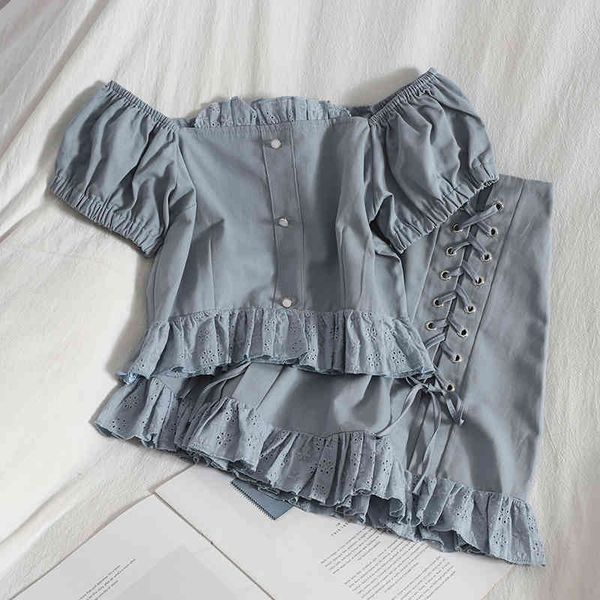 summer fashion casual one line collar button up blouse + cross lace ruffle a-line skirt 2-piece set women sk021 210525, White
summer fashion casual one line collar button up blouse + cross lace ruffle a-line skirt 2-piece set women sk021 210525, White