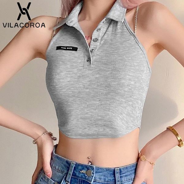 women's tanks & camis turn-down neck women tank high street backless sleeveless cropped irregular femme clothes slim vest button s, White
women's tanks & camis turn-down neck women tank high street backless sleeveless cropped irregular femme clothes slim vest button s, White
