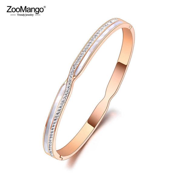 zoomango trendy cz crystal 5mm cuff bangles for women white shell titanium stainless steel bracelets jewelry for women zb8 q0717, Black
zoomango trendy cz crystal 5mm cuff bangles for women white shell titanium stainless steel bracelets jewelry for women zb8 q0717, Black