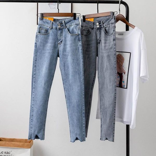 women's jeans 2021 spring autumn korean-style wear high waist double button stretch slim fit ankle-length pants, Blue
women's jeans 2021 spring autumn korean-style wear high waist double button stretch slim fit ankle-length pants, Blue