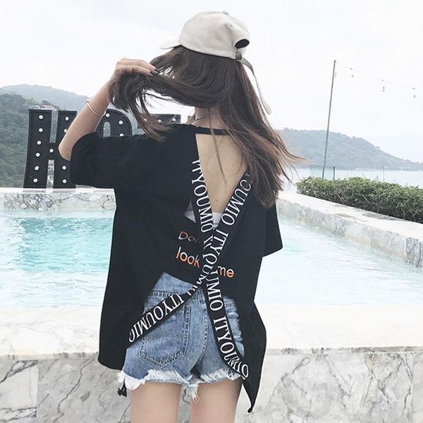 cotton open back female student strange short sleeve korean version thin loose hollow out personality leaky t-shirt women's, White
cotton open back female student strange short sleeve korean version thin loose hollow out personality leaky t-shirt women's, White