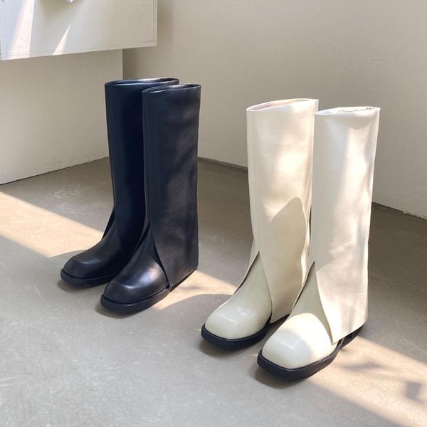 boots women's high round toe leather and pu woman brand design women shoe european style trouser botas de mujer, Black 
boots women's high round toe leather and pu woman brand design women shoe european style trouser botas de mujer, Black