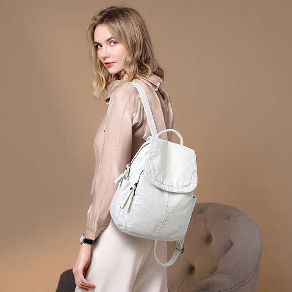 soft pu leather women's backpack casual small backpacks for women white back pack bag for travel
soft pu leather women's backpack casual small backpacks for women white back pack bag for travel