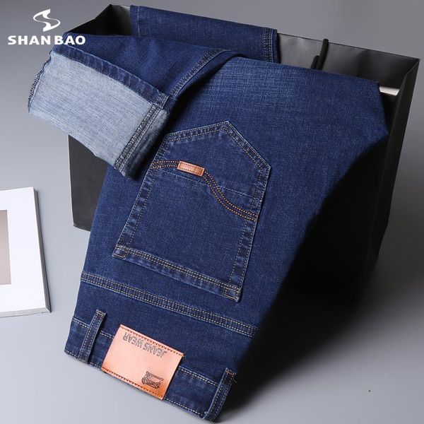 men's jeans shan bao 2021 autumn brand slim fit straight classic style young business casual fitted stretch denim, Blue
men's jeans shan bao 2021 autumn brand slim fit straight classic style young business casual fitted stretch denim, Blue
