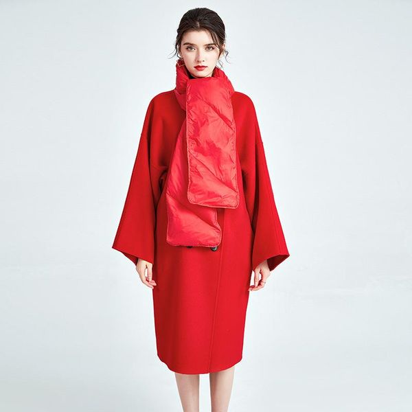 women's wool & blends red double-sided cashmere overcoat loose and thin temperament scarf lengthened ladies jacket autumn winter woolen, Black
women's wool & blends red double-sided cashmere overcoat loose and thin temperament scarf lengthened ladies jacket autumn winter woolen, Black