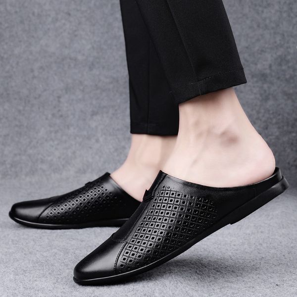 mens slippers genuine leather breathable half drag men shoes luxury loafers summer outdoor slippers casual flats brown men shoes, Black
mens slippers genuine leather breathable half drag men shoes luxury loafers summer outdoor slippers casual flats brown men shoes, Black
