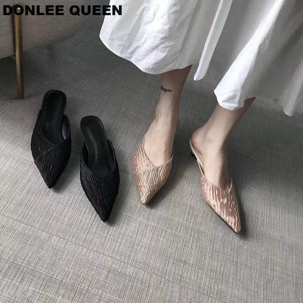 slippers low heel mule shoes women kitten pleated slides pointed toe shallow vintage wedding outdoor zapatos de mujer, Black
slippers low heel mule shoes women kitten pleated slides pointed toe shallow vintage wedding outdoor zapatos de mujer, Black