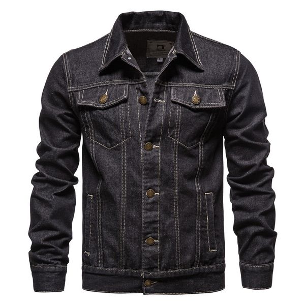 2021 cotton lapel denim jacket men casual solid color streetwear jeans autumn slim fit 's s, Black;brown
2021 cotton lapel denim jacket men casual solid color streetwear jeans autumn slim fit 's s, Black;brown