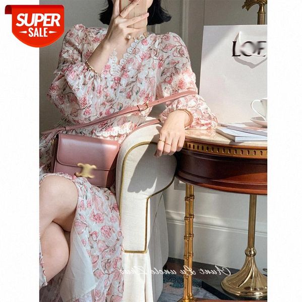 french design sense v-neck floral dress women's waist was thinner a-line skirt mid-length clothing #ty6d, White;black
french design sense v-neck floral dress women's waist was thinner a-line skirt mid-length clothing #ty6d, White;black