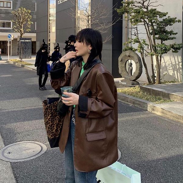 women's leather & faux women autumn pu jackets coats vintage loose female fashion casual street lady korean outwears, Black
women's leather & faux women autumn pu jackets coats vintage loose female fashion casual street lady korean outwears, Black