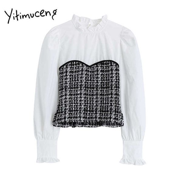 yitimuceng fake 2 pieces blouse women spliced shirts puff sleeve stand slim clothes spring fashion office lady 210601, White
yitimuceng fake 2 pieces blouse women spliced shirts puff sleeve stand slim clothes spring fashion office lady 210601, White