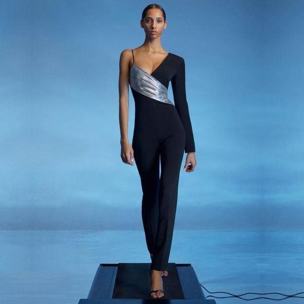 women's jumpsuits & rompers summer celebrity evening party women one long sleeve bandage jumpsuit autumn shoulder spaghetti strap night, Black;white
women's jumpsuits & rompers summer celebrity evening party women one long sleeve bandage jumpsuit autumn shoulder spaghetti strap night, Black;white