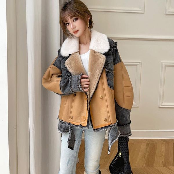 women's fur & faux winter jackets for women 2021 genuine sheepskin coat denim with natural sheep and leather real mink collar lady loos, Black
women's fur & faux winter jackets for women 2021 genuine sheepskin coat denim with natural sheep and leather real mink collar lady loos, Black