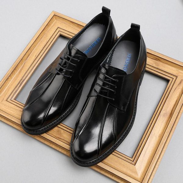 men dress italian genuine leather shoes fashion wedding round toe lace up business formal oxford g210, Black
men dress italian genuine leather shoes fashion wedding round toe lace up business formal oxford g210, Black