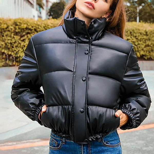 women's jackets winter thick and warm short parker fashion black pu leather zipper cotton jacket, Black;brown
women's jackets winter thick and warm short parker fashion black pu leather zipper cotton jacket, Black;brown