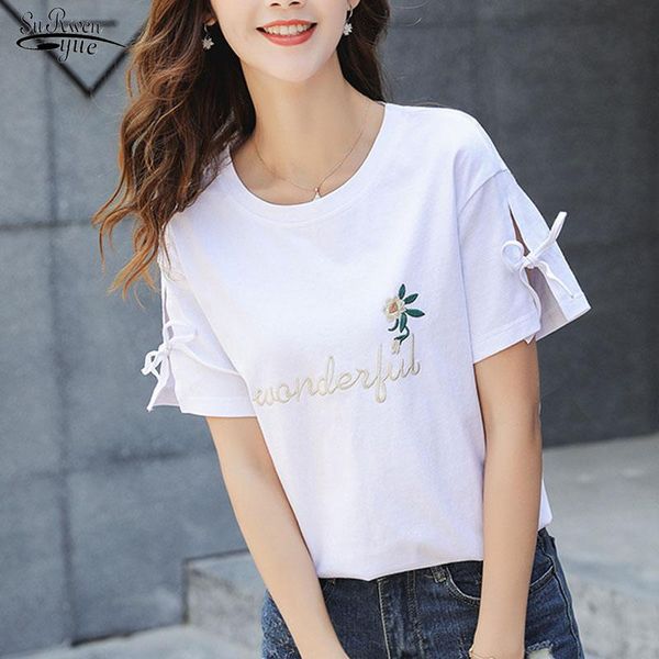 women's t-shirt casual summer women plus size tshirt loose short sleeve o-neck ladies shirt embroidery korean fashion chic clothing 48, White
women's t-shirt casual summer women plus size tshirt loose short sleeve o-neck ladies shirt embroidery korean fashion chic clothing 48, White