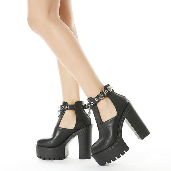 boots 2021 side hollow fashion metal high-heeled zipper buckle waterproof platform women's large size 35-42, Black
boots 2021 side hollow fashion metal high-heeled zipper buckle waterproof platform women's large size 35-42, Black