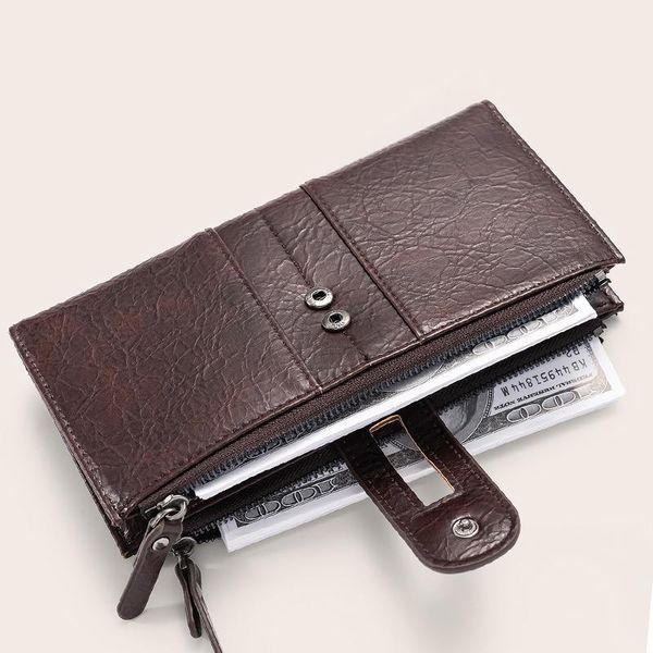 retro simple men's mid-length wallet hasp double zipper designcasual leather holder high capacity money bag wallets, Red;black
retro simple men's mid-length wallet hasp double zipper designcasual leather holder high capacity money bag wallets, Red;black
