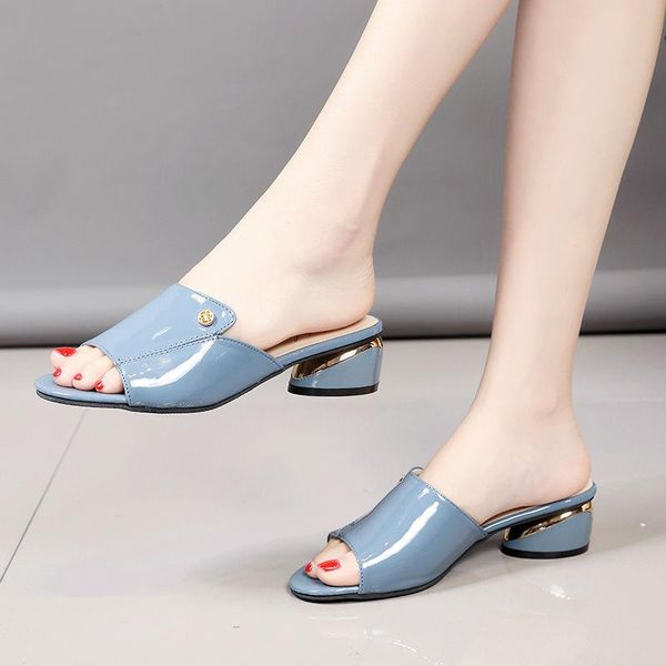 slippers women wear fashion summer thick heel women's shoes soft leather fish mouth large size shoe, Black
slippers women wear fashion summer thick heel women's shoes soft leather fish mouth large size shoe, Black