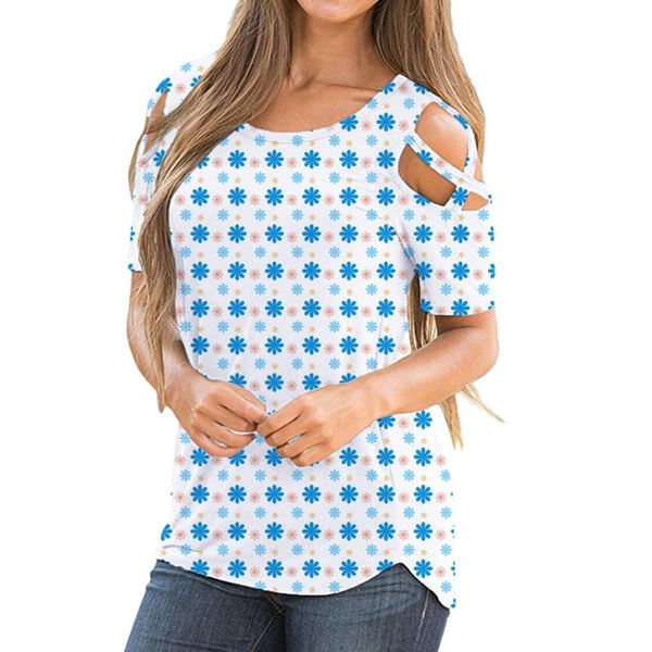 35# strappy women dot printe clothing short sleeve t shirt cold shoulder hollow out t-shirt camisetas de mujer women's, White
35# strappy women dot printe clothing short sleeve t shirt cold shoulder hollow out t-shirt camisetas de mujer women's, White