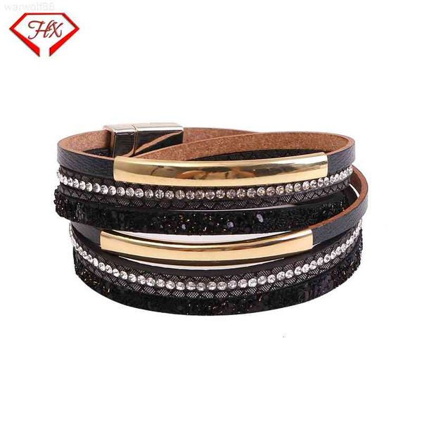 luxury women's simple fashion multi-layer leather magnetic buckle versatile personalized gift designer jewelrymen bracelets, Golden;silver
luxury women's simple fashion multi-layer leather magnetic buckle versatile personalized gift designer jewelrymen bracelets, Golden;silver