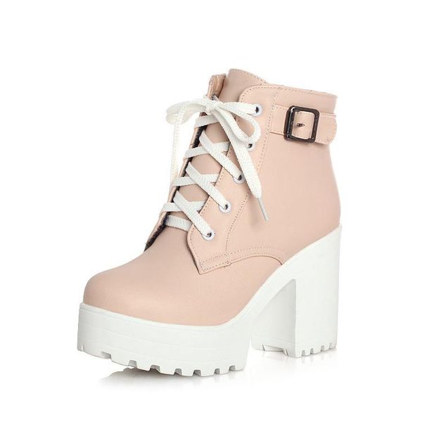 boots vintage buckle thick heel short square women platform ankle fashion pu lace up big size, Black
boots vintage buckle thick heel short square women platform ankle fashion pu lace up big size, Black