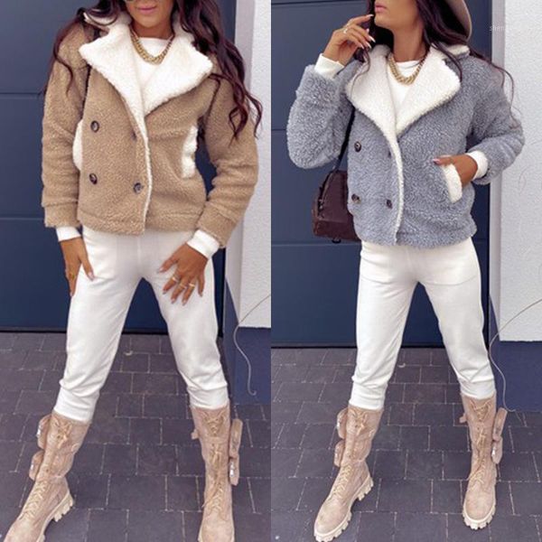 women woolen coat jacket lapel double breasted ladies winter cardigan faux fur thick parka overcoats outwear d30 women's wool & blends, Black
women woolen coat jacket lapel double breasted ladies winter cardigan faux fur thick parka overcoats outwear d30 women's wool & blends, Black
