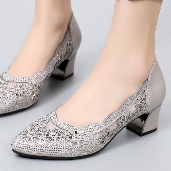 sandals spring summer fashion hollow out genuine leather pumps women shoes med heels square heel mesh ladies office crystal, Black
sandals spring summer fashion hollow out genuine leather pumps women shoes med heels square heel mesh ladies office crystal, Black