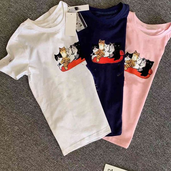 f family cat illustration five cats short sleeve summer 21 new casual women's top, White
f family cat illustration five cats short sleeve summer 21 new casual women's top, White