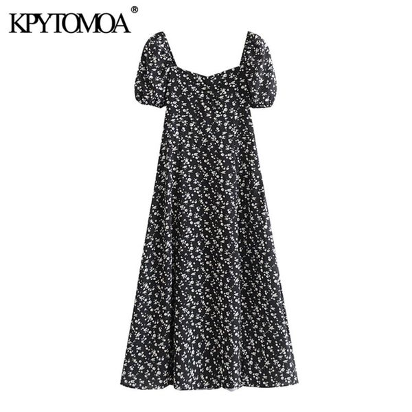 women chic fashion floral print front slit midi dress vintage puff sleeves back stretchy female dresses vestidos 210420, Black;gray
women chic fashion floral print front slit midi dress vintage puff sleeves back stretchy female dresses vestidos 210420, Black;gray