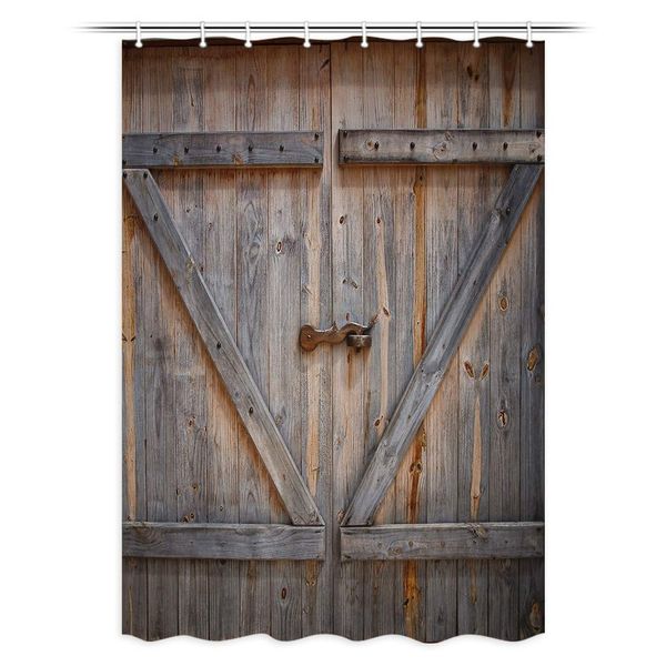 rustic decor shower curtain, rustic wooden barn door, polyester fabric bath curtains set with hooks 48w x 70l inches
rustic decor shower curtain, rustic wooden barn door, polyester fabric bath curtains set with hooks 48w x 70l inches
