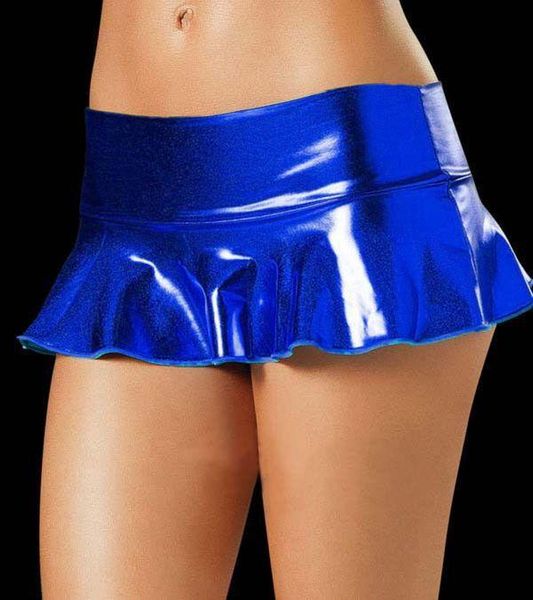 skirts mosaic gold shiny mini skirt women low waist falbala ruffles pleated patent leather pu night club bar fantasy, Black 
skirts mosaic gold shiny mini skirt women low waist falbala ruffles pleated patent leather pu night club bar fantasy, Black