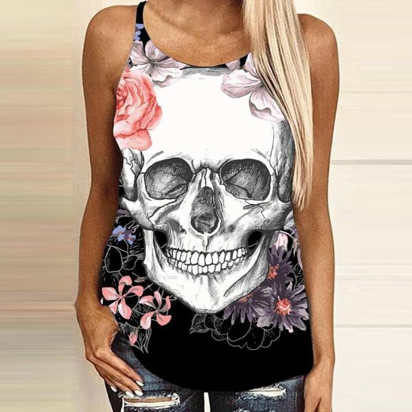 women's tanks & camis personalized women summer skull floral print o-neck sleeveless ladies cross strap backless club #p1, White
women's tanks & camis personalized women summer skull floral print o-neck sleeveless ladies cross strap backless club #p1, White