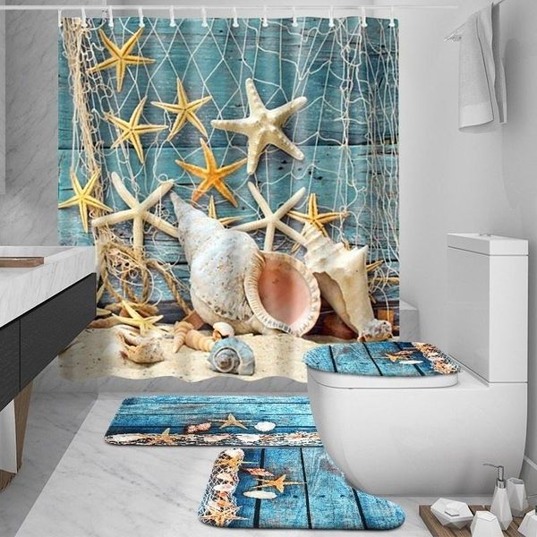 blue conch starfish beach style waterproof bathroom shower curtain toilet cover mat non-slip rug set curtains
blue conch starfish beach style waterproof bathroom shower curtain toilet cover mat non-slip rug set curtains