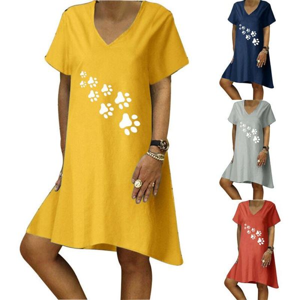 dress women summer clothes printed v neck t shirt woman robe short sleeve loose vintage casual dresses, Black;gray
dress women summer clothes printed v neck t shirt woman robe short sleeve loose vintage casual dresses, Black;gray