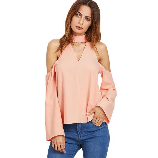 women's blouses & shirts customize ladies plus size office women fashion long sleeve pink cutout choker cold shoulder chiffon blouse, White
women's blouses & shirts customize ladies plus size office women fashion long sleeve pink cutout choker cold shoulder chiffon blouse, White