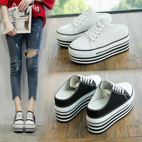 dress shoes spring and summer casual women's inner heightened canvas toe cap round lace-up platform, Black
dress shoes spring and summer casual women's inner heightened canvas toe cap round lace-up platform, Black