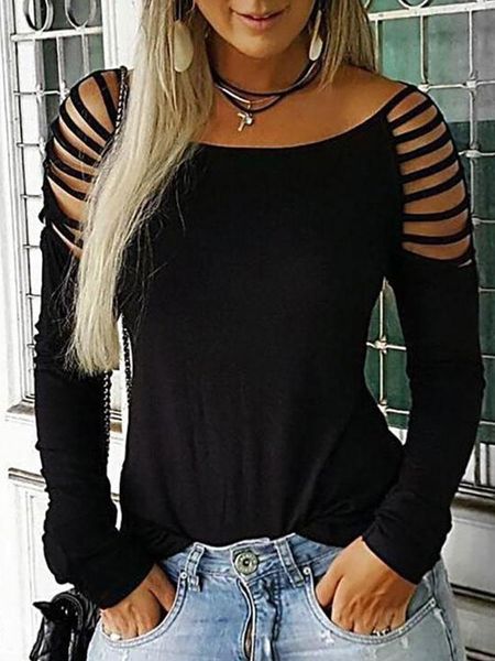 spring summer women round neck plainblack tee shirts ladder cut out long sleeve casual style women's t-shirt, White
spring summer women round neck plainblack tee shirts ladder cut out long sleeve casual style women's t-shirt, White