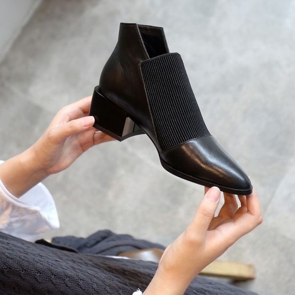 boots fall and out full women's elastic strap thick heel medium mouth deep foot, Black
boots fall and out full women's elastic strap thick heel medium mouth deep foot, Black