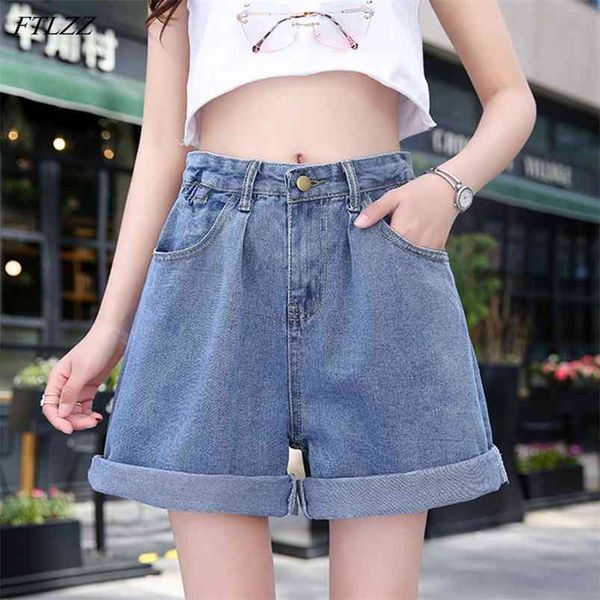 high waist summer women denim shorts vintage female blue wide leg jeans casual ladies 210430, White;black
high waist summer women denim shorts vintage female blue wide leg jeans casual ladies 210430, White;black
