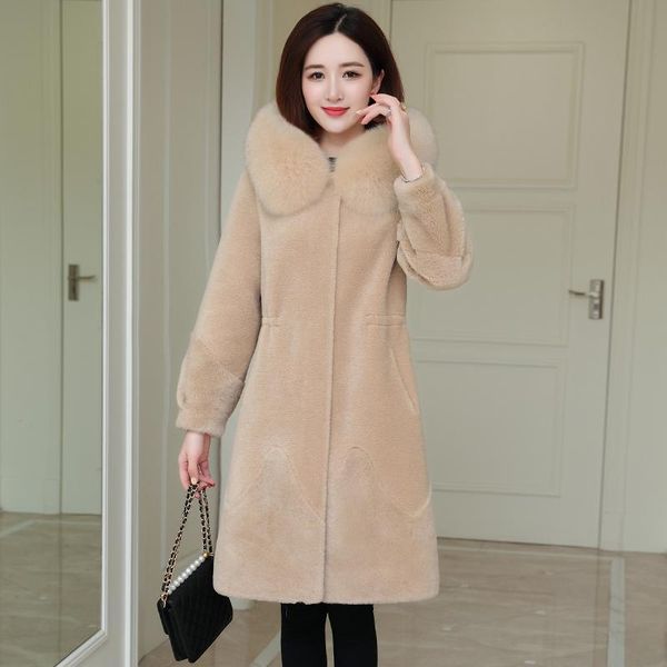 women's fur & faux tide winter hooded sheep shearing coat female drawstring slim granules long wool, Black
women's fur & faux tide winter hooded sheep shearing coat female drawstring slim granules long wool, Black