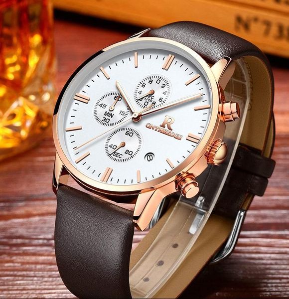 wristwatches ontheedge fashion men watches analog quartz 30m waterproof chronograph sports date leather montre homme, Slivery;brown
wristwatches ontheedge fashion men watches analog quartz 30m waterproof chronograph sports date leather montre homme, Slivery;brown