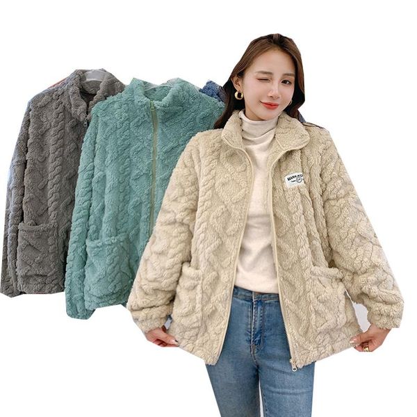 women's jackets 2021 autumn jacket carved lamb wool winter warm coat double-sided cashmere ins loose korean plush thickened top, Black;brown
women's jackets 2021 autumn jacket carved lamb wool winter warm coat double-sided cashmere ins loose korean plush thickened top, Black;brown