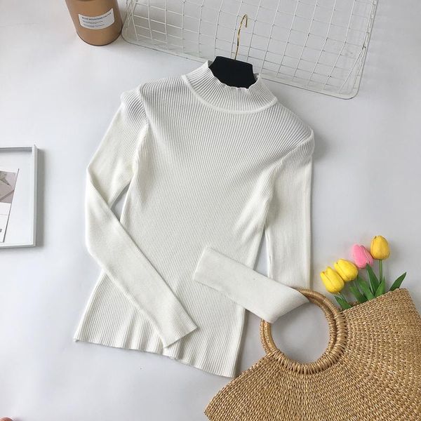 pull femme half turtleneck knitted women sweater full sleeve high elastic autumn fall slim pullover women's sweaters, White;black
pull femme half turtleneck knitted women sweater full sleeve high elastic autumn fall slim pullover women's sweaters, White;black