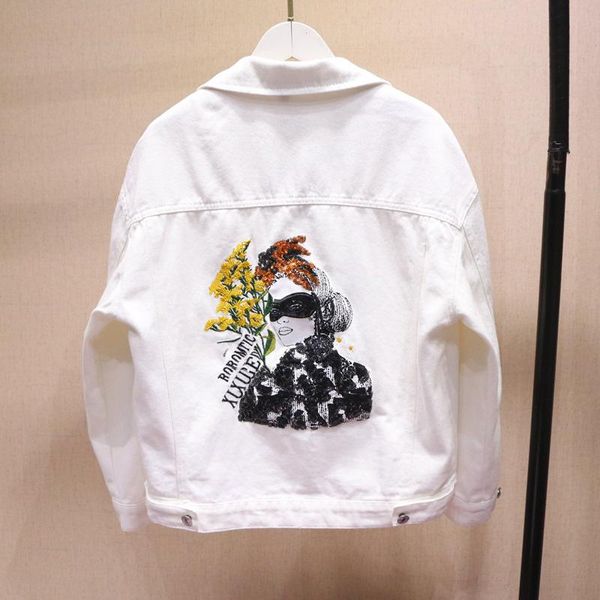 women's jackets character pattern flower embroidery sequins white short denim jacket women spring 2021 loose long sleeve female casual, Black;brown
women's jackets character pattern flower embroidery sequins white short denim jacket women spring 2021 loose long sleeve female casual, Black;brown