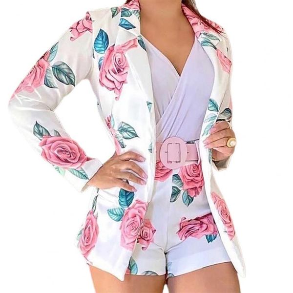 women's tracksuits trendy women blazer suit turn-down collar long sleeve floral print wide leg shorts office ladies outfit set, Gray
women's tracksuits trendy women blazer suit turn-down collar long sleeve floral print wide leg shorts office ladies outfit set, Gray