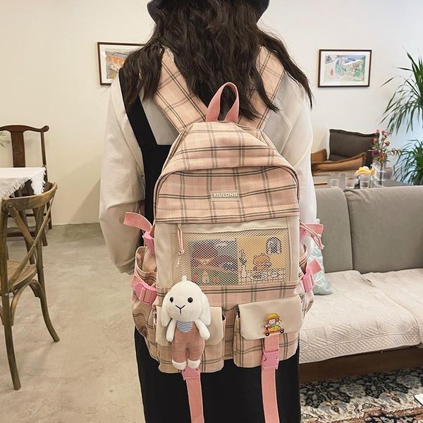 school bags summer fashion backbags for women cute plaid stripe backpack canvas large capacity travel backpacks 2021
school bags summer fashion backbags for women cute plaid stripe backpack canvas large capacity travel backpacks 2021