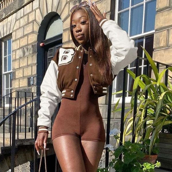 women's jackets women y2k grunge femme coat stitching jacket printed leather sleeves korean baseball uniform short retro clothes, Black;brown
women's jackets women y2k grunge femme coat stitching jacket printed leather sleeves korean baseball uniform short retro clothes, Black;brown